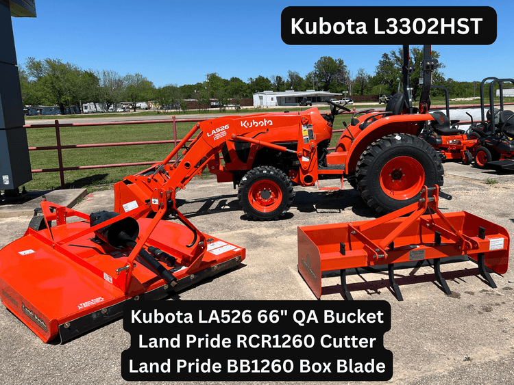 L3302HST TRACTOR PACKAGE WITH LOADER, CUTTER AND BOX BLADE!